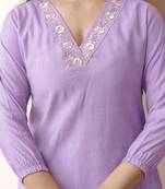 Women's stylish lightpurple soft viscose silk kurta and pant casual wear co-ord set