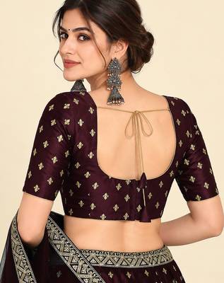 Maroon art silk embroidered readymade stylish saree blouse 2