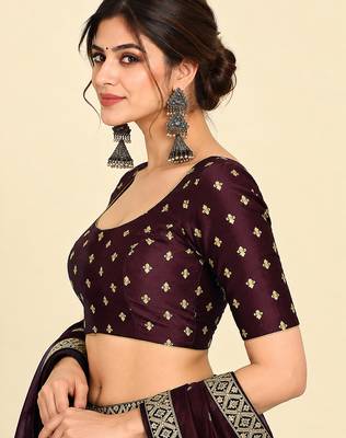 Maroon art silk embroidered readymade stylish saree blouse 3