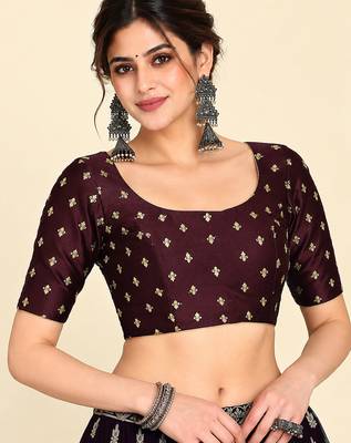 Maroon art silk embroidered readymade stylish saree blouse 4