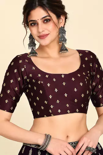 Maroon art silk embroidered readymade stylish saree blouse
