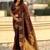 Brown woven design zari silk blend designer banarasi saree