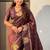 Brown woven design zari silk blend designer banarasi saree