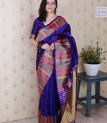 Purple zari silk blend handloom kanjeevaram saree