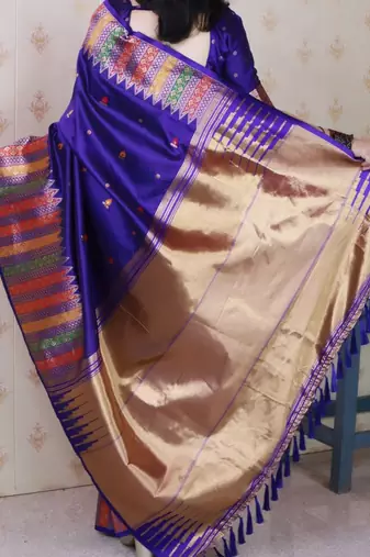 Purple zari silk blend handloom kanjeevaram saree