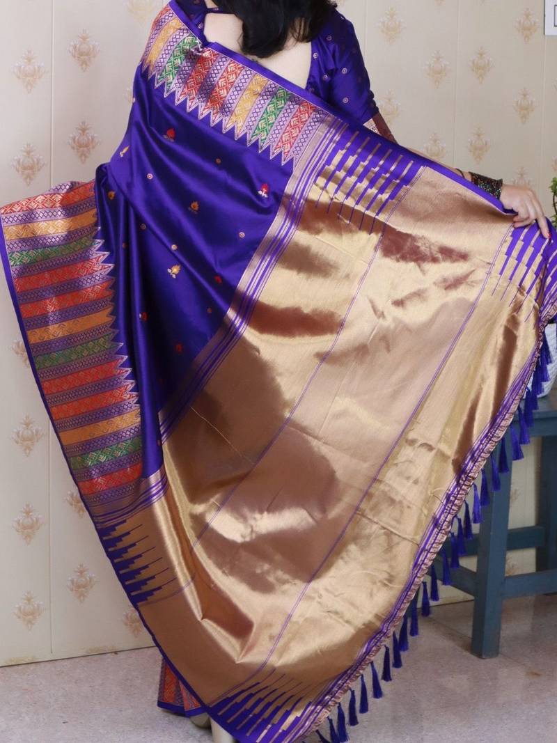 Purple zari silk blend handloom kanjeevaram saree
