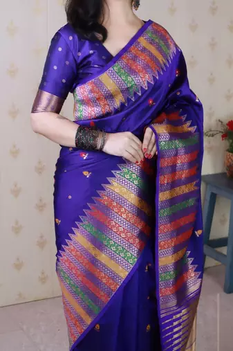 Purple zari silk blend handloom kanjeevaram saree