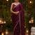 Purple embellished embroidered satin heavy work saree