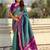 Teal woven design zari banarasi saree with blouse piece