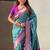 Teal woven design zari banarasi saree with blouse piece