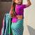 Teal woven design zari banarasi saree with blouse piece