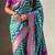 Teal woven design zari banarasi saree with blouse piece
