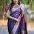 Navy blue woven design zari silk blend handloom banarasi saree