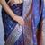 Navy blue woven design zari silk blend handloom banarasi saree