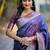 Navy blue woven design zari silk blend handloom banarasi saree