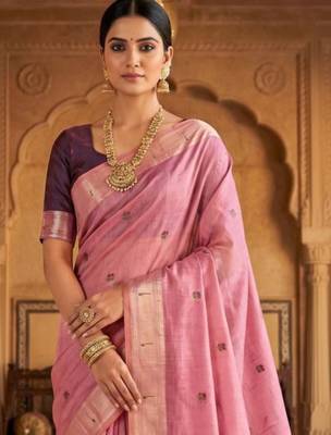 Pink floral handloom saree 2
