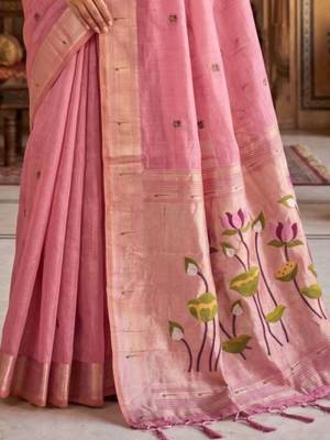 Pink floral handloom saree 3
