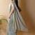 Sea green georgette silk saree with blouse piece