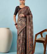 Black ethnic motifs zari silk blend heavy work banarasi saree