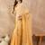 Yellow ombre embroidered satin saree