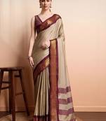 Beige woven design zari art silk kanjeevaram saree