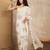White floral chikankari  georgette saree