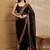 Black floral embroidered  georgette heavy work saree