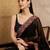 Black floral embroidered  georgette heavy work saree