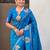 Blue floral zari silk blend designer banarasi saree