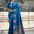 Blue floral zari silk blend designer banarasi saree