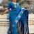 Blue floral zari silk blend designer banarasi saree