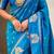 Blue floral zari silk blend designer banarasi saree