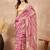 Pink striped sequinned  chiffon designer saree