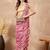 Pink striped sequinned  chiffon designer saree