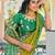 Green bandhani embroidered poly chiffon designer bandhani saree