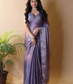 Purple poly chiffon saree