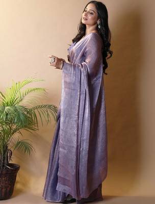 Purple poly chiffon saree 2