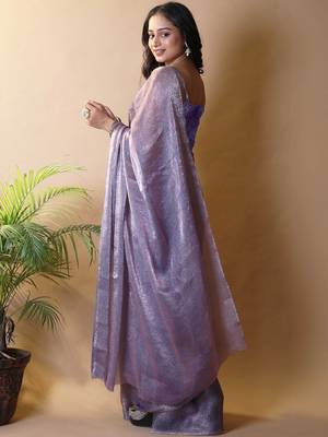 Purple poly chiffon saree 3
