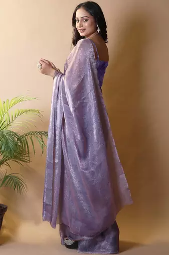Purple poly chiffon saree