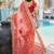 Peach bandhani embroidered poly chiffon designer bandhani saree