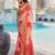 Peach bandhani embroidered poly chiffon designer bandhani saree