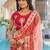 Peach bandhani embroidered poly chiffon designer bandhani saree