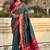 Teal floral zari silk blend designer banarasi saree