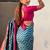Teal floral zari silk blend designer banarasi saree