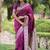 Purple woven design zari silk blend handloom banarasi saree