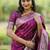Purple woven design zari silk blend handloom banarasi saree