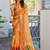 Orange bandhani embroidered poly chiffon designer bandhani saree