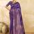 Purple women woven design zari silk blend designer banarasi saree