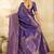 Purple women woven design zari silk blend designer banarasi saree