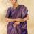 Purple women woven design zari silk blend designer banarasi saree